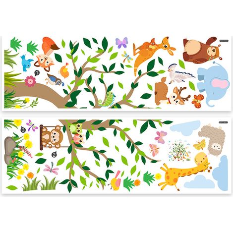 1 Autocollant mural Arbre animaux Forêt Jungle PVC Décoration chambre enfant Crèche Salle de jeu (1/5)