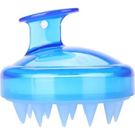 Brosse de massage du cuir chevelu en silicone bleue pour shampoing, douche et lavage des cheveux (1/5)