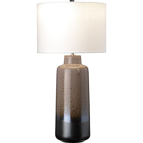 Designleuchte Beistellleuchte Tischlampe E27 weiß Leinen Keramik Leinen braun (1/5)