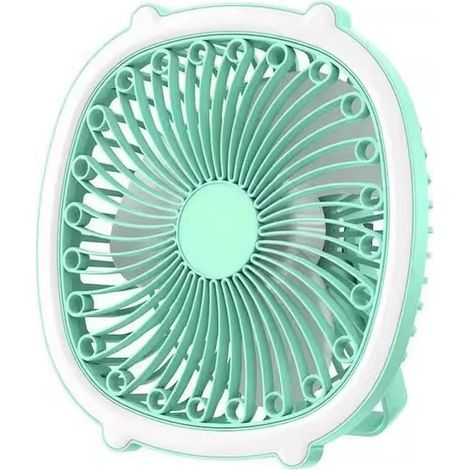 [Cool Light & Shade] Portable Plug-in Mint Green Mini LED Fan ▏Quiet Battery Life · Ambient Night Light · Cool Summer
