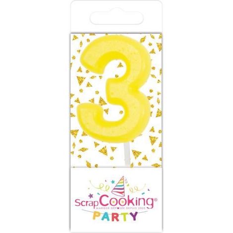 Bougie - Mini Bougie 3 - Blanc - Décoration de fête - Anniversaire - Pour enfants
