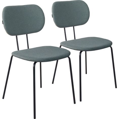 Lot de 2 chaises design en acier et bois vert foncé (1/5)