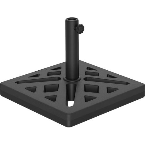 Pied de parasol carré 15 kg, support parasol en béton pour mât de Ø 32, 38, 48 mm, design ajouré 45 x 45 x 33,5 cm, noir (1/5)