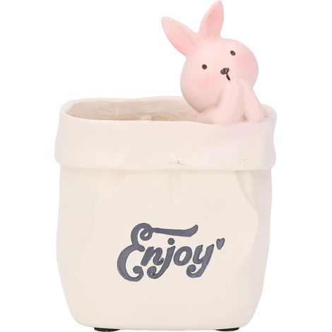 Porte-stylo, ornement de bureau en résine, porte-crayon en forme d'animal mignon, petite jardinière succulente pour chambre à coucher, décoration de bureau (Rabbit) (1/5)