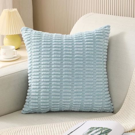 Taie d'Oreiller Carrée Housse de Coussin + Coussin Core Lit Canapé Maison Chaise Voiture Décoration Cadeau (Bleu ciel) (1/4)