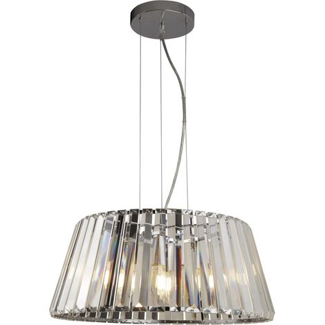 Searchlight Tiara Plafonnier suspendu à 5 lampes et semi-encastré - Métal chromé et verre transparent (1/3)