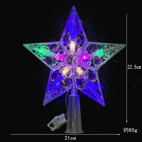 Nouvelle étoile lumineuse pour sapin de Noël, décorations spécialement conçues pour les fêtes, étoile transparente à cinq branches avec lumières, 22 cm, style à pois.