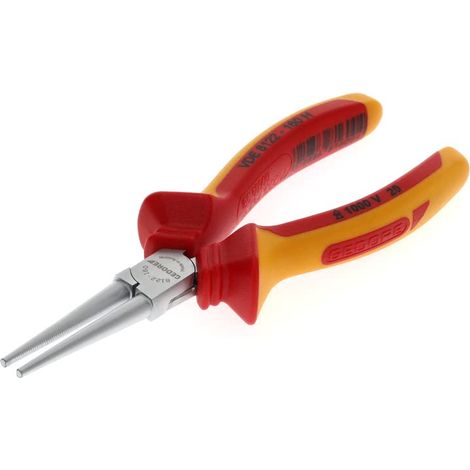 Pince à becs ronds VDE, pour saisir/tordre, Longs becs ronds, Isolée VDE, Électricité, Articulation rapportée, 8122-160 H (1/5)