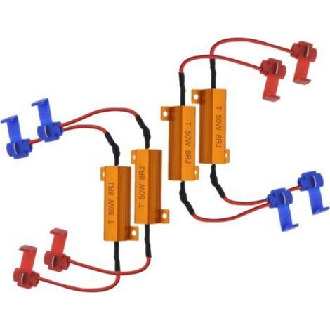 4pcs 50W 8 ohms Résistances de Charge LED Résistance de Charge de Phare Feux de Brouillard Décodeur LED Clignotants Résistance Décodeur Fil (Fix Hyper Flash, Avertissement Cancellor) (1/5)