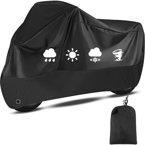 RHG Bâche de moto, 210D imperméable, résistante aux UV, pour garage de moto, housse de moto résistante à l'hiver, extérieur, bâche de moto pour moto, scooter, scooter, cyclomoteur (245 cm x 105 cm x 1 (1/5)