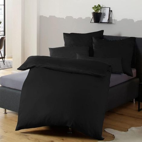 Bettwäsche Mikrofaser Bettbezug 155 x 220cm 80 x 80cm 05 Schwarz (1/5)