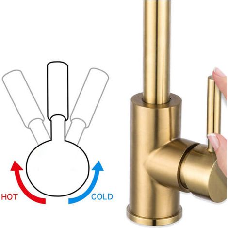 FOREHILL Einhebel-Küchenarmatur aus Edelstahl, 360° schwenkbar, Hochdruck-Küchenarmatur, Gold (1/4)