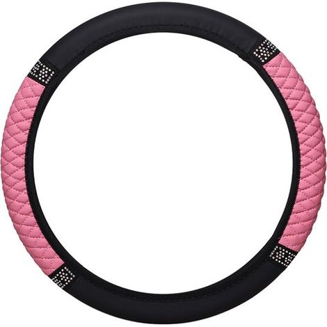 Housse de volant rose avec strass, housse douce en polyester pour volant standard 35,6 à 38,1 cm (1/5)