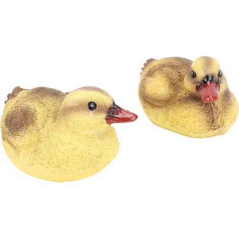 Figurines de canards flottants en résine, lot de 2, décoration réaliste, statue de canard pour bassin, fontaine, paysage, jardin, canards gris (1/5)