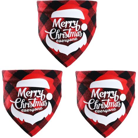 Lot de 3 Bandana pour chien, motif à carreaux, tissu double épaisseur, lavable à la main, pour fêtes et usage quotidien (1/5)