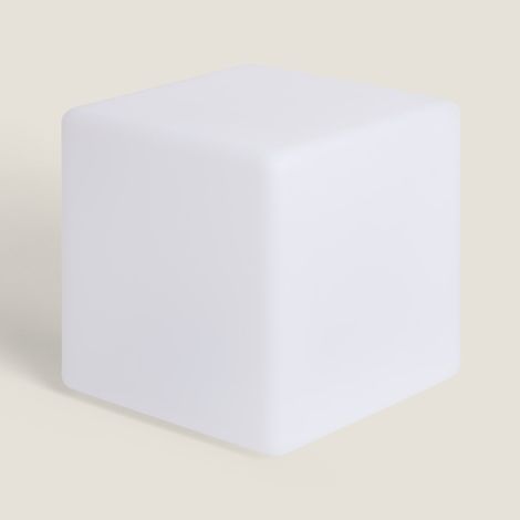 Cubo LED RGBW 30cm con Batteria Ricaricabile Solare + USB Bianco (1/5)
