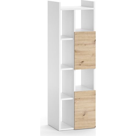 Armario de baño Alf, Blanco, 36 x 117 cm con 2 cajones, Vicco