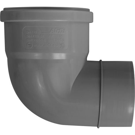 Manchon réducteur coudé DN110 – Embout pointu 90° – Raccord PE en PP – Joint conforme EN 681 – Pour espaces confinés – Airfit