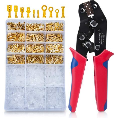 Pince À Sertir - Embouts De Câblage Électrique 0 25 À 1 5 Mm2 - Pour Cosses Plates 2 8 mm 4 8 mm 6 3 mm - Ensemble Avec 600 Pièces - Outil Professionnel (1/5)