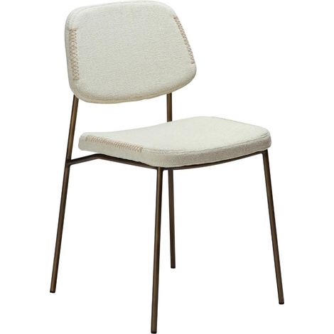 Menta Dan-Form Esszimmerstuhl Bouclé weiß.