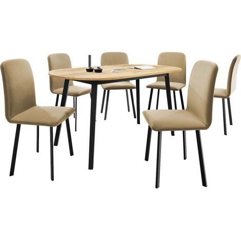 Conjunto de mesas y sillas para comedor Edmond 121, Amor Velvet 4302, 77x80x150cm, Diámetro: 0, Número de asientos: 6, Estilo: Contemporary