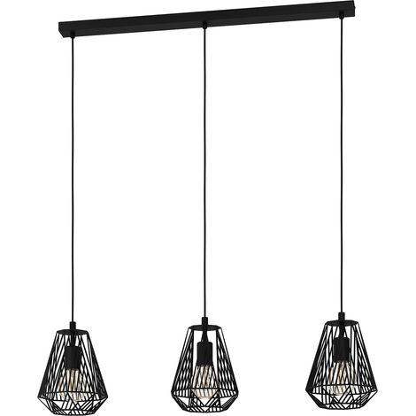 Lampadario A Sospensione Vintage Stype Acciaio Nero 3 Luci E27