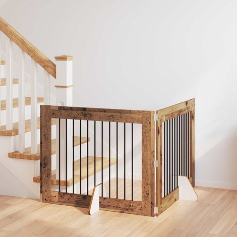 Puerta de perro con soportes 2 pcs Madera envejecida