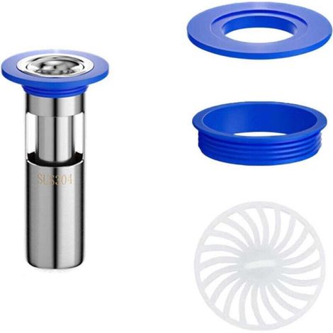Bonde de douche anti-odeurs, clapet anti-retour pour bonde de lavabo, diamètre 38 mm, hauteur 105 mm, bleu, 1 pièce (1/4)