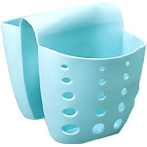 Lot de 1 porte-éponges pour évier, en trou d'évacuation, organisateur de rangement multifonctionnel pour brosse et savon, pour la cuisine, bleu (1/5)