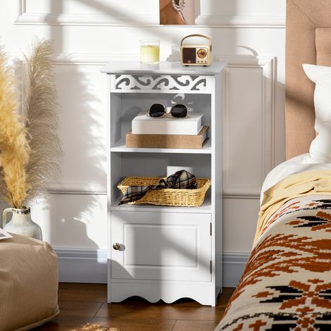 Meuble bas et armoire à deux niveaux avec porte en MDF blanc, pour salle de bain, 40 cm (L) x 23 cm (P) x 80 cm (H), blanc (1/5)