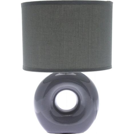 Lampe pied céramique rond Gris