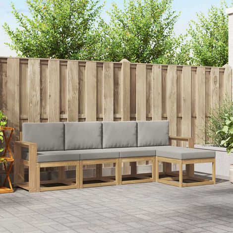 vidaXL Conjunto de sofás de exterior 5 uds. Blanco y Gris Claro (1/5)