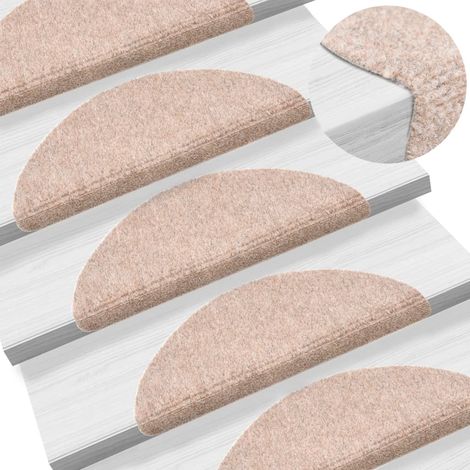 10 pcs Tapis autoadhésifs de marches, Tapis d'escalier, Marchettes D'escalier Marron 56x17x3cm Aiguilleté MKS98387 (1/5)