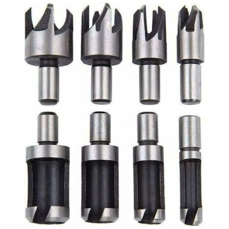 Pair Ensemble de 8 forets à bois – 4 forets à fraiser et 4 forets à griffes – Tige ronde 10 mm – Pour bois dur et chêne (1/5)