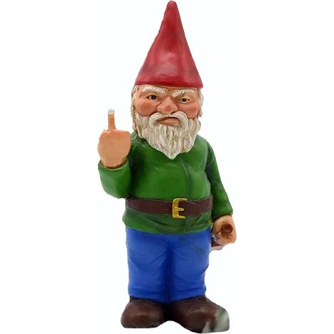 15 cm Mittelfinger Gartenzwerg – Gnomes Go Away Statue Lustige Gartenrasen-Ornamente, Innen- oder Außendekorationen