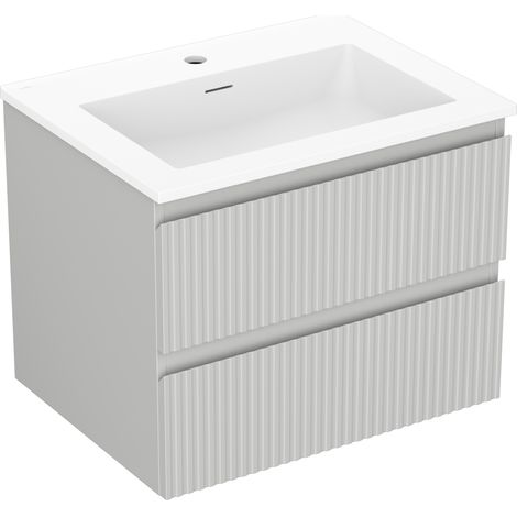 Mexen Rivel armario de baño de 60 cm con lavabo Otis, 2 cajones, estriado, gris mate/blanco mate - 91A20-06047-2-BFF62-W18M01 (1/5)