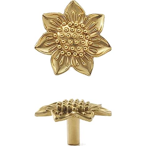 Boutons de meuble en laiton doré à motif floral, design relief (1/4)