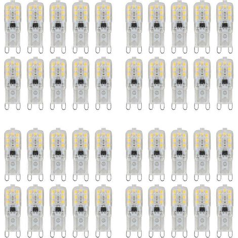 40 x G9 5W LED-Kapsellampen, dimmbar, Ersatz für 220-240V Wechselstrom, warmweiß