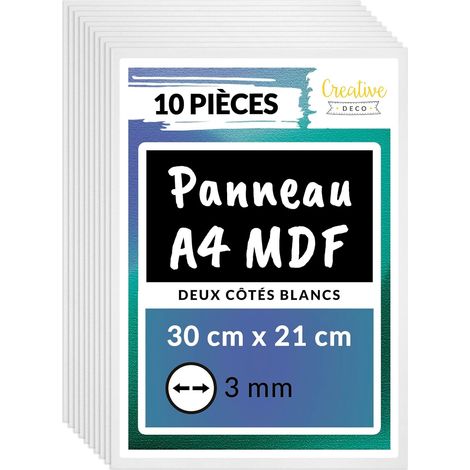 10 Panneaux MDF A4 Blanc Double Face 300x210x3mm pour Bricolage