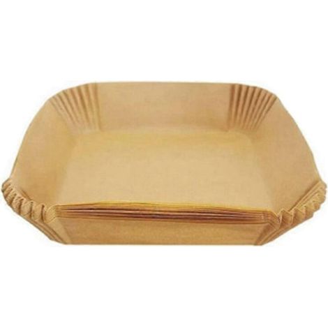 Papier sulfurisé pour friteuse à air chaud, 20 cm, lot de 50 feuilles, imperméable et résistant à l'huile, couleur marron (1/5)