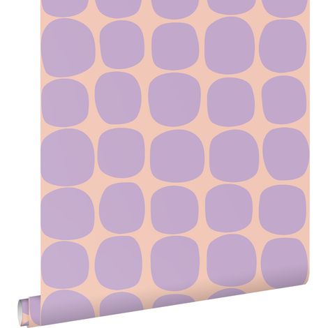 papier peint motif graphique lilas violet et rose - ESTAhome (1/5)