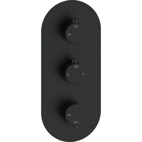Signature Reflex Thermostatic 2 Outlet Concealed Shower Valve Triple Handle - Matt Black
