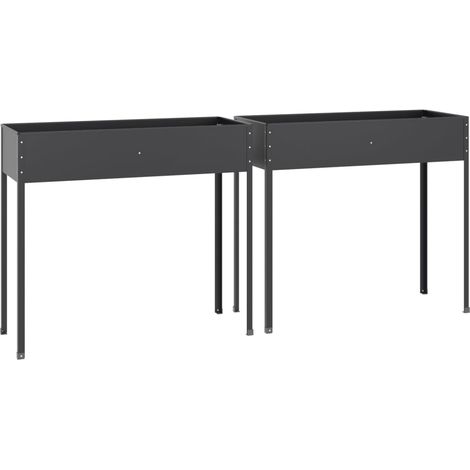 Garden Planters 2 pcs Anthracite Galvanised Steel vidaXL (1/5)