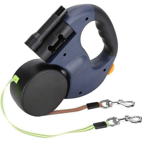 Retractable Double Dog Leash With Two 3 Meter Long Cords, 360 Tangle-free Double Dog Leash For Walking Two Dogs Up To 50 Lbgray (1/5)