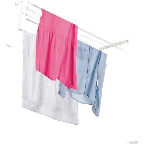 Sèche-linge de plafond, 5 étagères en acier, longueur de 120 cm, supporte 10 kg, utilisation intérieure/extérieure, résistant aux UV (1/5)
