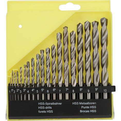 19pcs HSS High Speed Steel Straight Shank Twist Drill Bit Set Kit with Case 1-10mm (1/5)