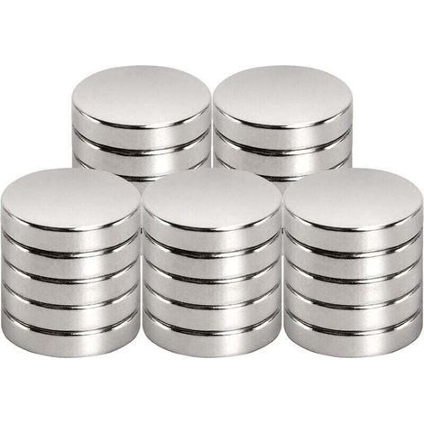 Aimant de néodyme 15 mm de diamètre x 3 mm pour Tableau magnétique, réfrigérateur, Tableau Blanc, Bureau, Tableau Blanc, Aimant Puissant (25 pièce) (1/4)