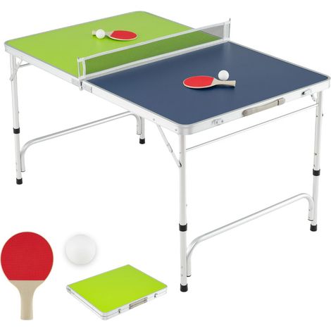 Tavolo da ping-pong portatile regolabile 120 x 76 cm pieghevole con 2 racchette e rete design moderno in alluminio verde 200019036
