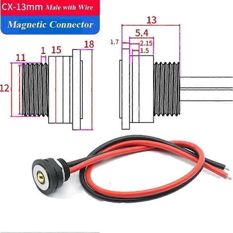Câble de charge avec connecteur magnétique 10 A et contacts magnétiques, fiche mâle haute intensité (1/5)
