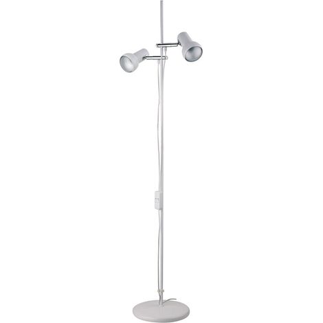 [GEBRAUCHT] B-Ware Busch Stehleuchte EIFEL LED Lampe Strahler 2-flammig weiß chrom 140cm 4,3kg (1/2)